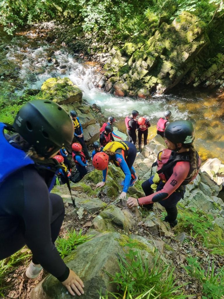 Group walking in a gorge