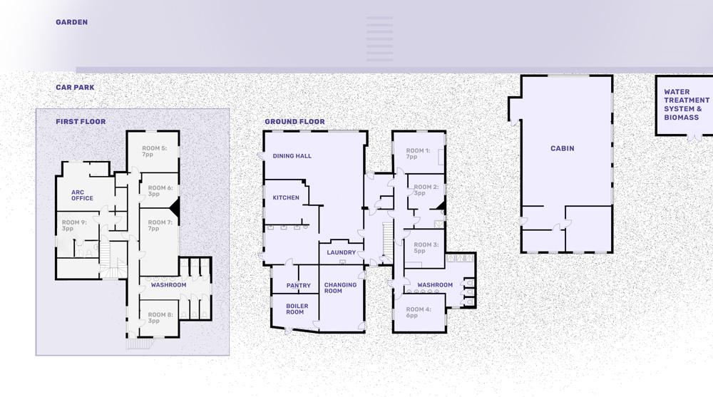 arc adventures bunkhouse floor plan in wales